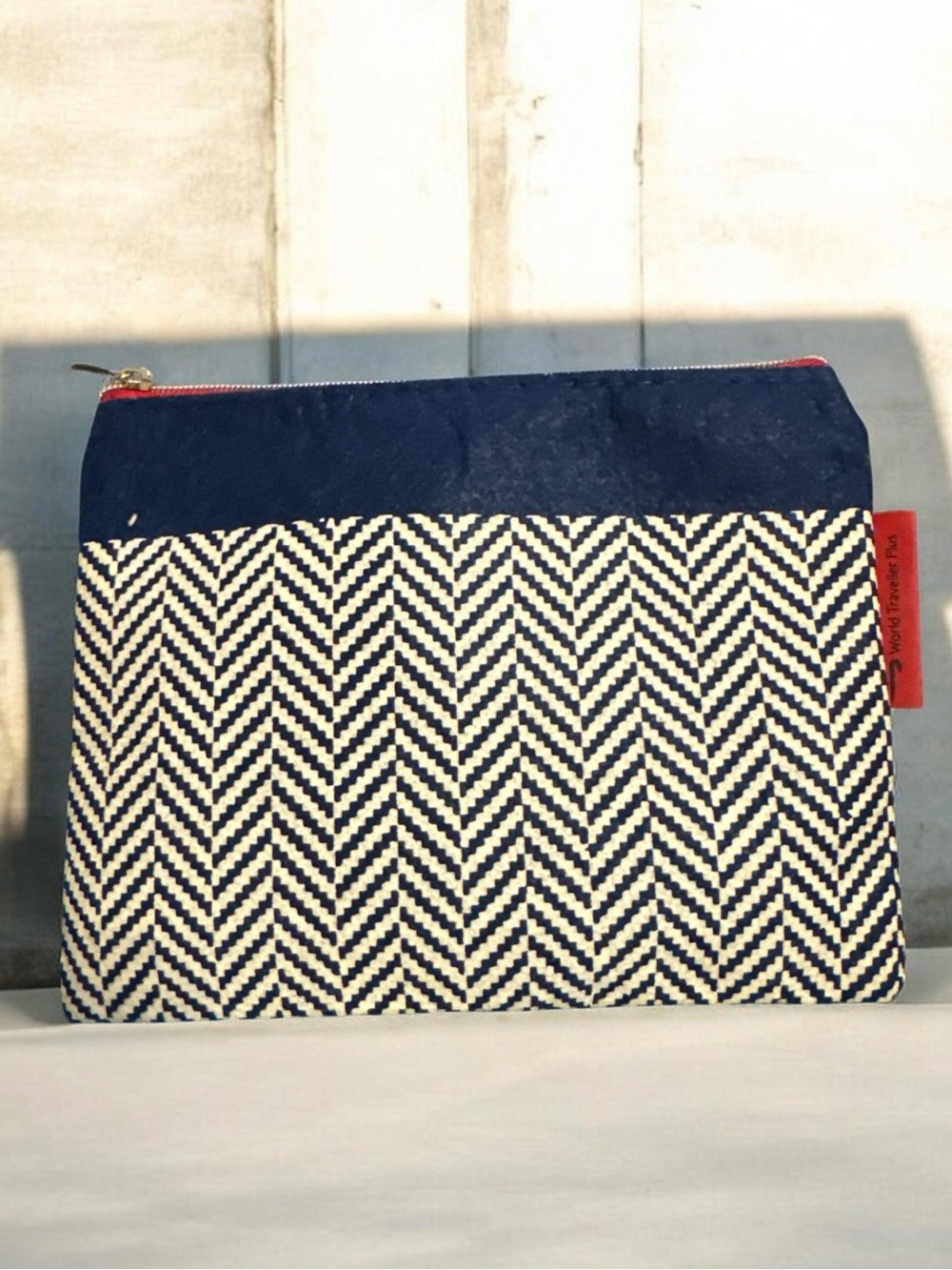 Navy & Cream Chevron Zip Pouch - Bags